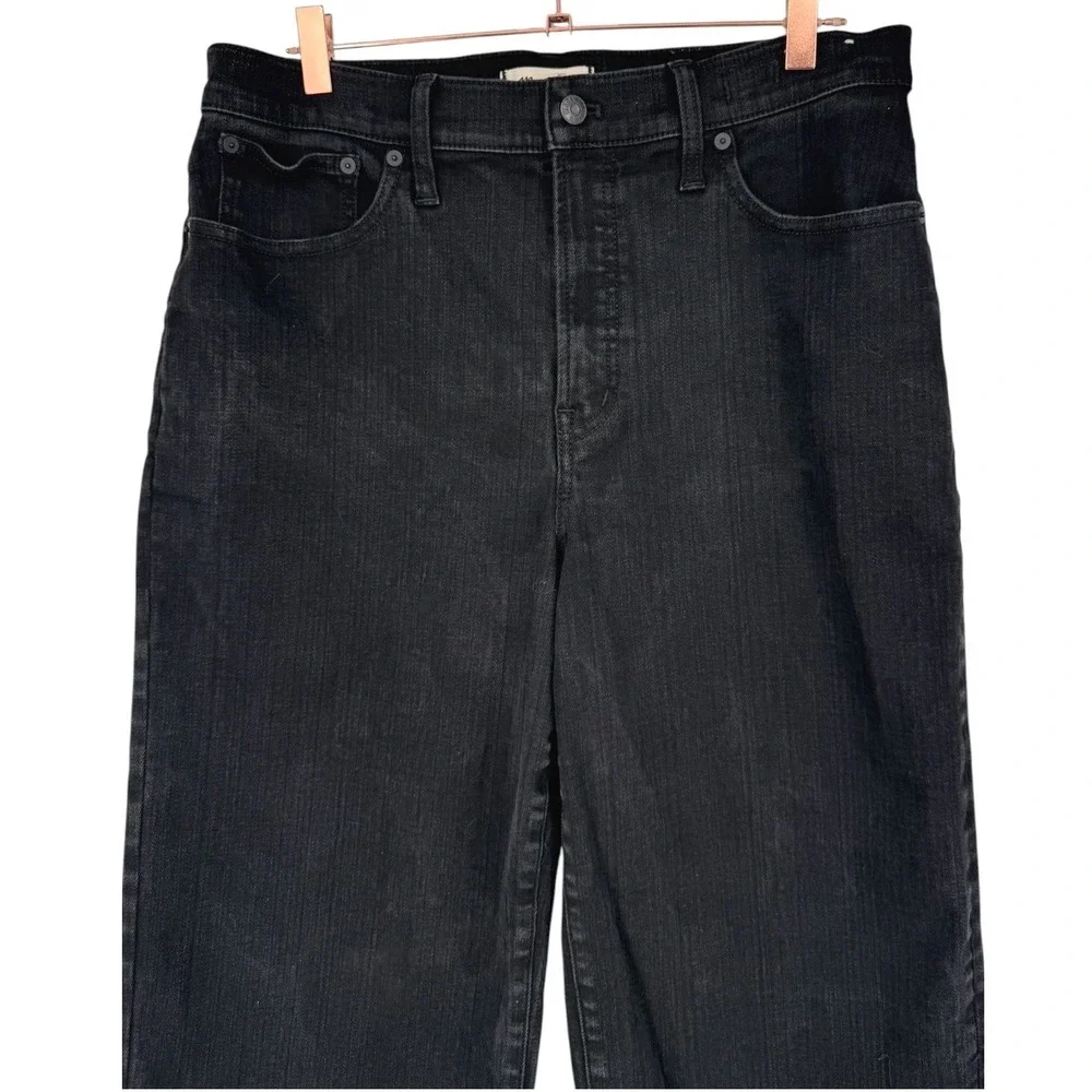 Madewell Womens Perfect Vintage Wide-Leg Jeans Black Wash Denim Raw Hem Size 31 - Picture 7 of 13